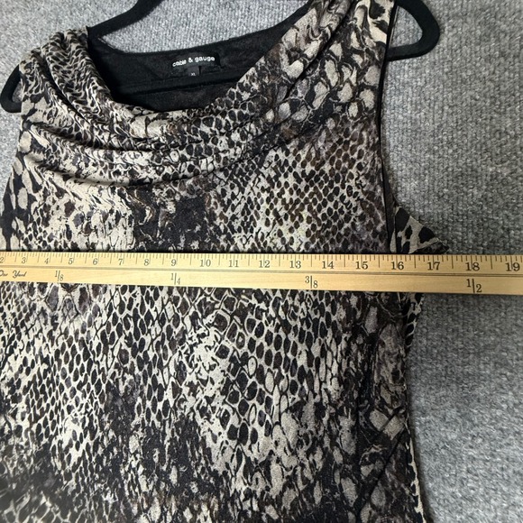 Cable & Gauge Womens XL Snakeskin Animal Print Cowl Neck Ruched Sleeveless Top - Picture 6 of 7